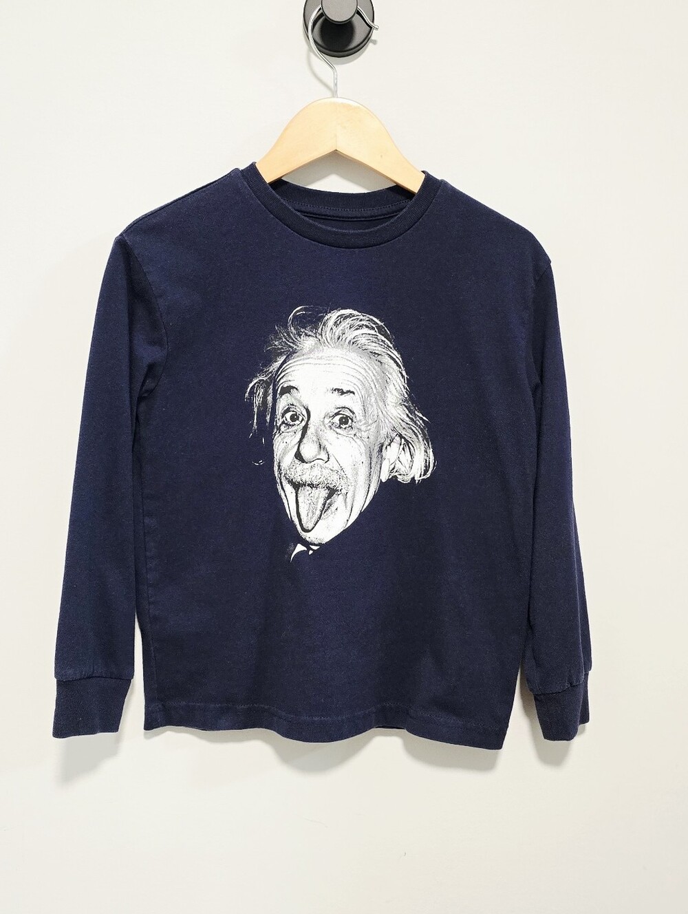 GAP Navy Long-Sleeve Tee with White Einstein Graphic